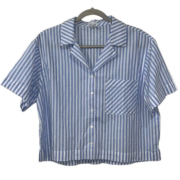 Aerie Striped Blue & White Pajama Top(Size Medium) - Picture 2 of 6